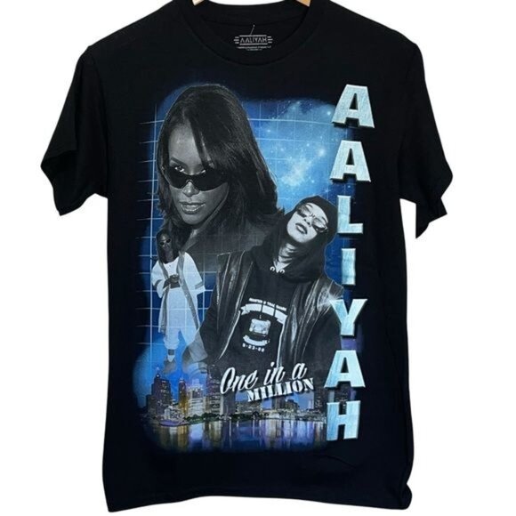 Aaliyah Womens Graphic Tee One In A Million Print Size S Black Cotton - Picture 1 of 7